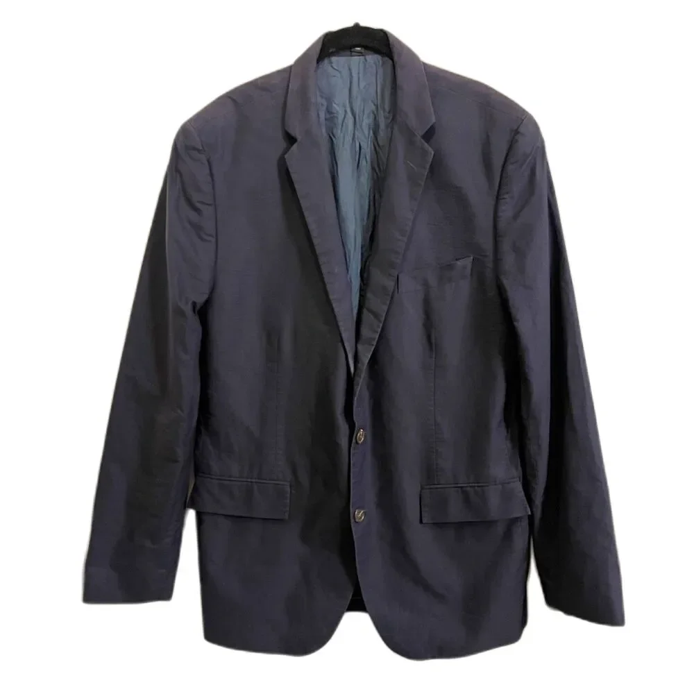 J. Crew Blue Thompson 2 Button Blazer Sports Coat Jacket   Mens Size 42L
